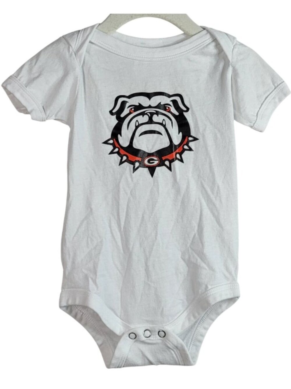 Bella+Canvas Kids Georgia Bulldog Bodysuit White 12-18M Jersey Snaps 100% Cotton